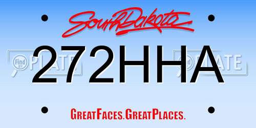 272HHA South Dakota License Plate