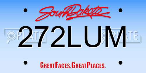 272LUM South Dakota License Plate