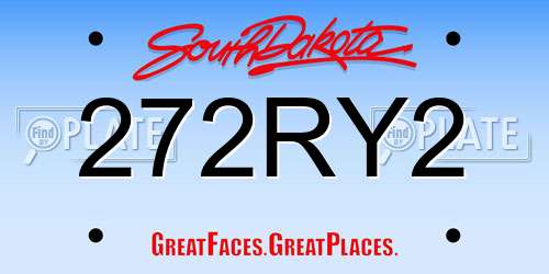 272RY2 South Dakota License Plate