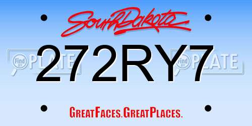 272RY7 South Dakota License Plate