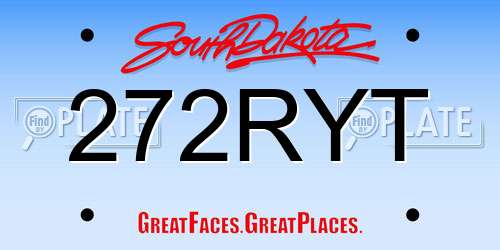 272RYT South Dakota License Plate
