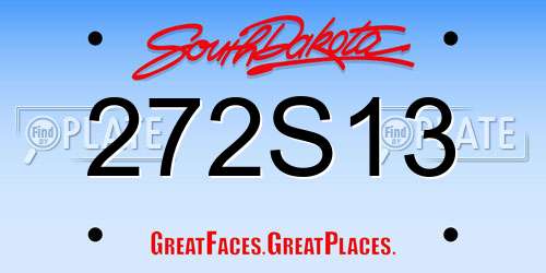 272S13 South Dakota License Plate