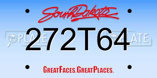 272T64 South Dakota License Plate