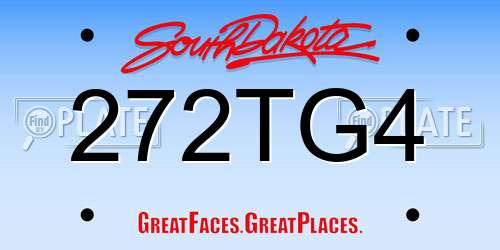 272TG4 South Dakota License Plate
