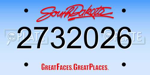 2732026 South Dakota License Plate