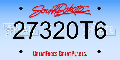 27320T6 South Dakota License Plate