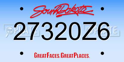 27320Z6 South Dakota License Plate