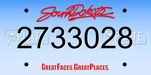 2733028 South Dakota License Plate