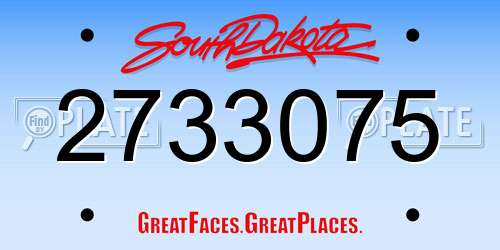 2733075 South Dakota License Plate