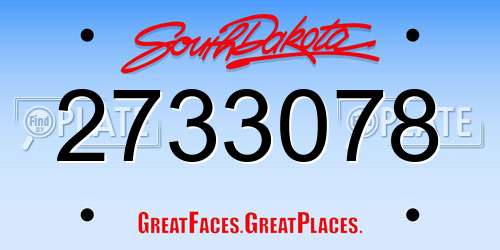 2733078 South Dakota License Plate