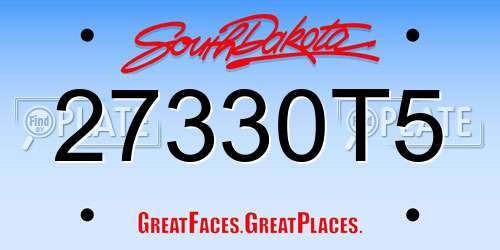 27330T5 South Dakota License Plate