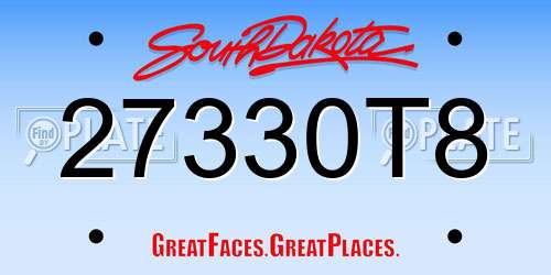 27330T8 South Dakota License Plate