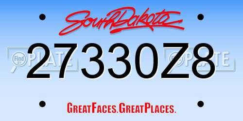 27330Z8 South Dakota License Plate