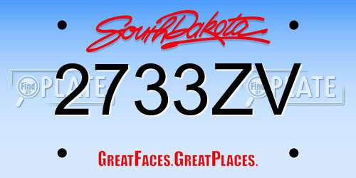 2733ZV South Dakota License Plate