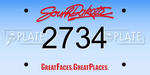 2734 South Dakota License Plate