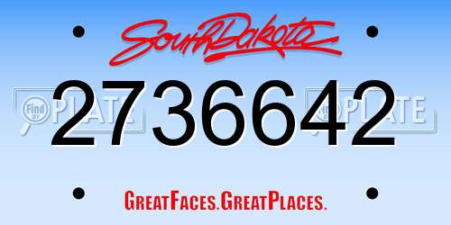 2736642 South Dakota License Plate