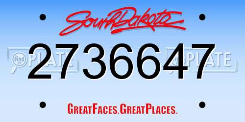 2736647 South Dakota License Plate