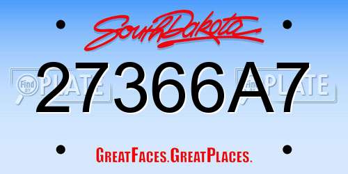 27366A7 South Dakota License Plate