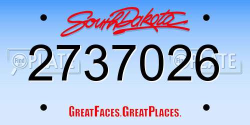 2737026 South Dakota License Plate