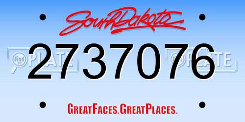 2737076 South Dakota License Plate