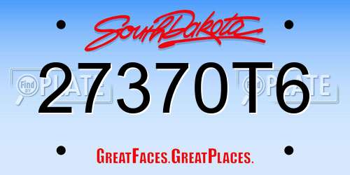 27370T6 South Dakota License Plate