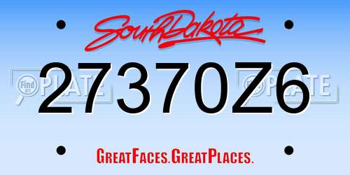 27370Z6 South Dakota License Plate