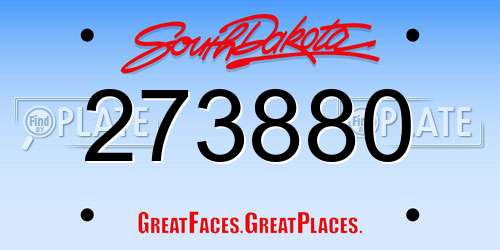 273880 South Dakota License Plate