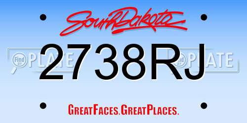 2738RJ South Dakota License Plate