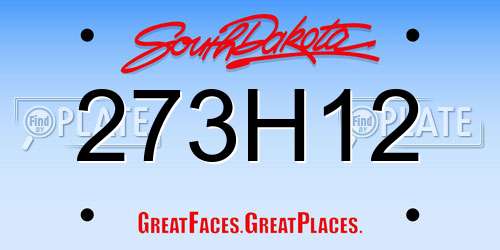 273H12 South Dakota License Plate