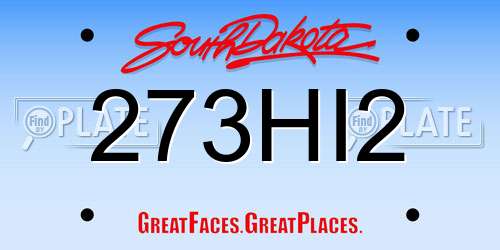 273HI2 South Dakota License Plate