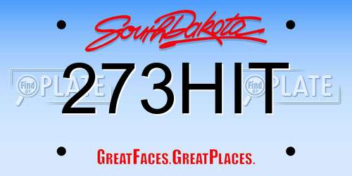 273HIT South Dakota License Plate