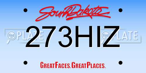 273HIZ South Dakota License Plate