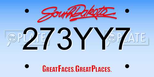273YY7 South Dakota License Plate
