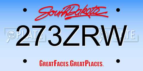 273ZRW South Dakota License Plate