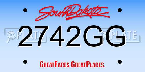 2742GG South Dakota License Plate