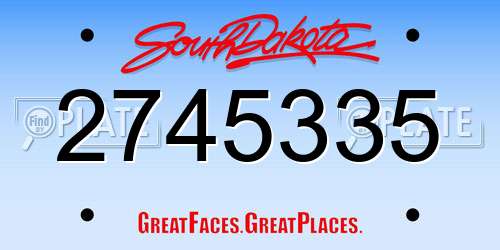 2745335 South Dakota License Plate