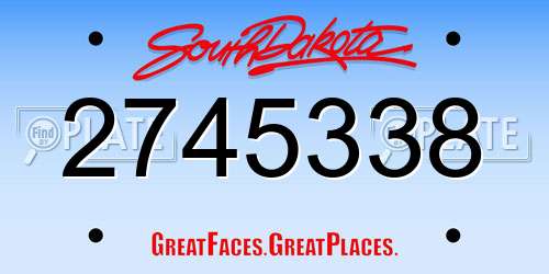 2745338 South Dakota License Plate