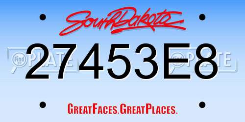 27453E8 South Dakota License Plate