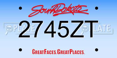 2745ZT South Dakota License Plate