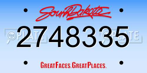 2748335 South Dakota License Plate
