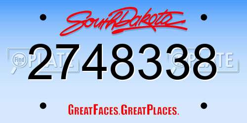 2748338 South Dakota License Plate