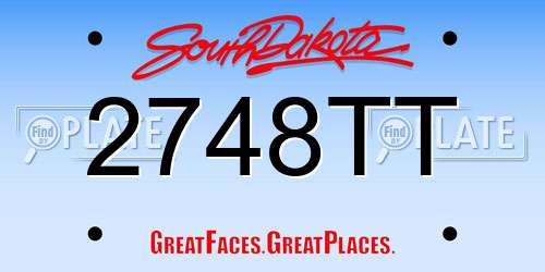 2748TT South Dakota License Plate