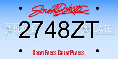 2748ZT South Dakota License Plate
