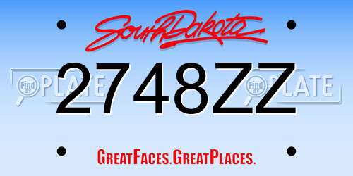 2748ZZ South Dakota License Plate