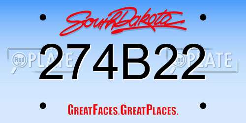 274B22 South Dakota License Plate