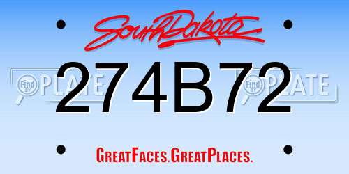 274B72 South Dakota License Plate