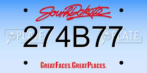 274B77 South Dakota License Plate