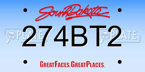 274BT2 South Dakota License Plate