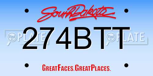 274BTT South Dakota License Plate