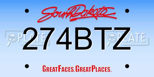 274BTZ South Dakota License Plate